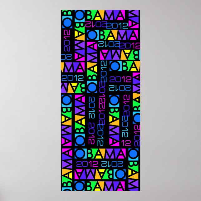 Poster do OBAMA 2012 colorido, 14 x 32 polegadas (Frente)