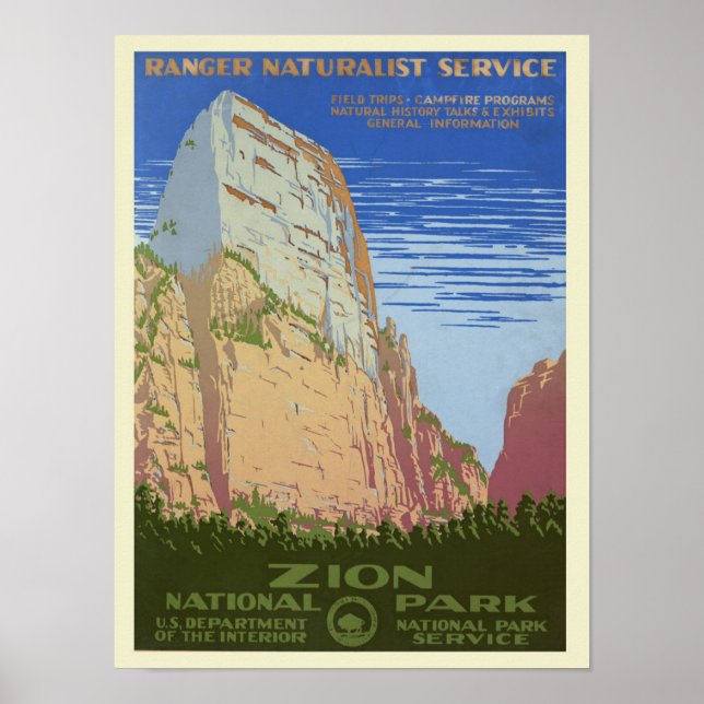 Poster do Parque Nacional Vintage Zion (Frente)