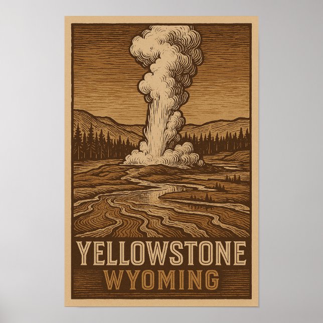 Poster do Parque Nacional Yellowstone - Arte Cena  (Frente)
