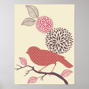 Poster do pássaro & da flor