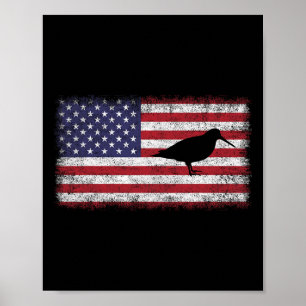 Poster Do Patriótico Americano Woodcock Bird Lover Usa