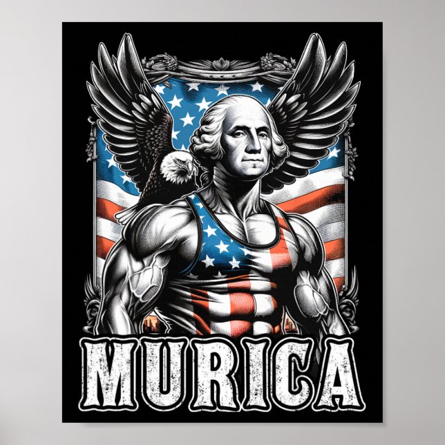 Poster Do Patriótico Funny George Washington 4 de julho (Frente)