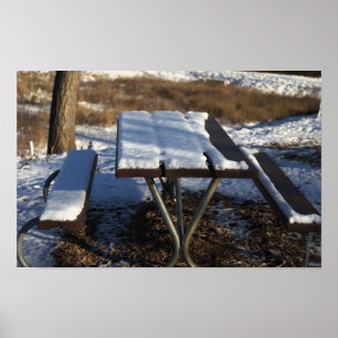 Poster do Picnic Bench coberto por neve