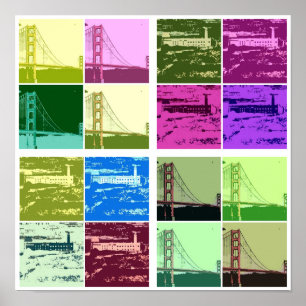 Poster do pop art de Alcatraz e de golden gate