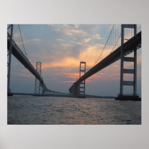 Poster do por do sol da ponte da baía de