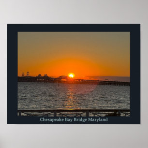 Pôster do pôr do sol da ponte da baía de Chesapeak