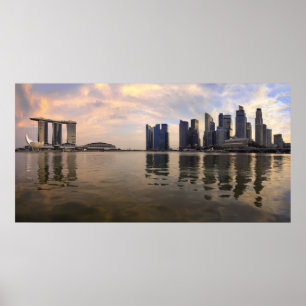 Poster do por do sol da skyline de Singapore