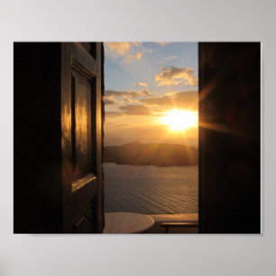 Poster do por do sol de Santorini