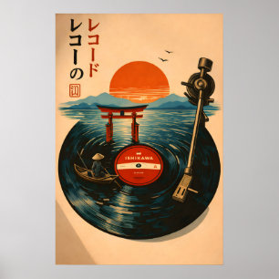 Pôster do Portão Torii do Pôr do Sol em Vinil Japo