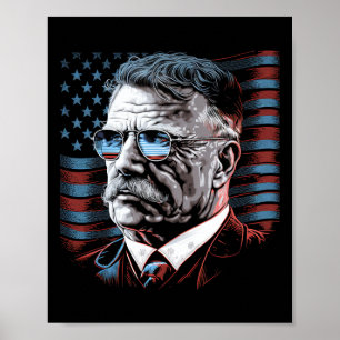 Poster Do presidente Theodore Ursinho Roosevelt América