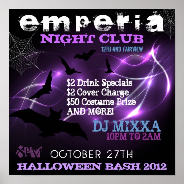 Poster do Promocional abstrato Bats Halloween (Frente)