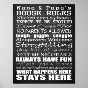 Poster do quadro das regras da casa de Nana & de