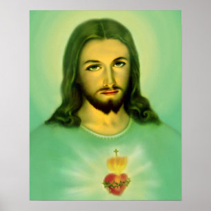 Poster do Sagrado Coração de Jesus Verde