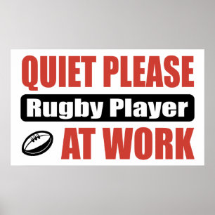 Pôster Do silêncio jogador do rugby por favor no trabalh