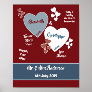 Poster do Sinal de Casamento Vermelho e Azul