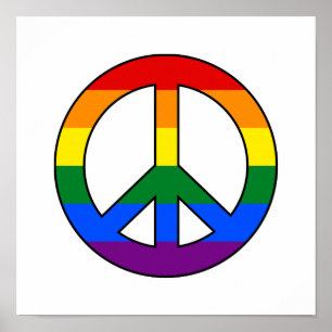 Poster do sinal de paz da bandeira de LGBT