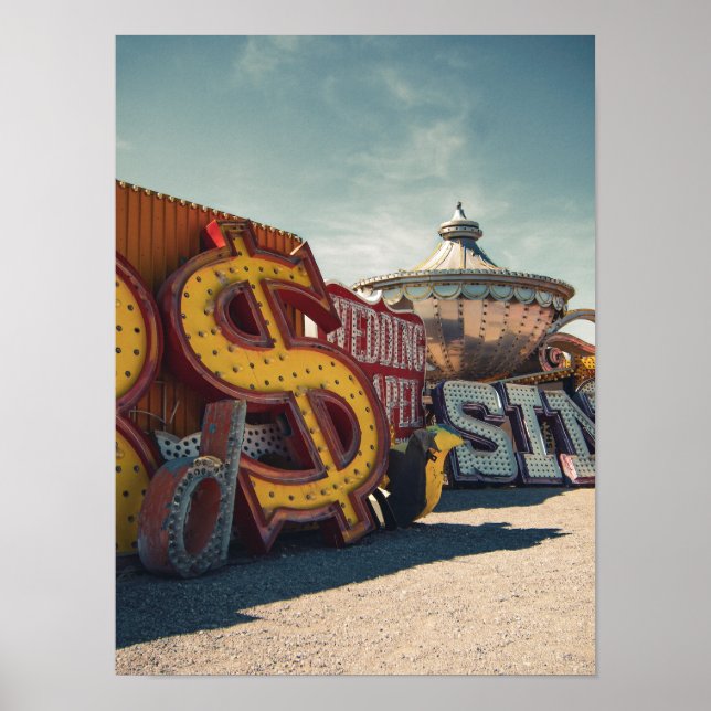 Poster do Sinal Neon do Casino Retro em Las Vegas (Frente)