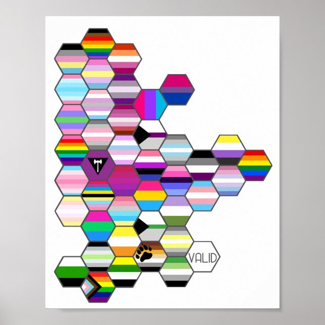 Poster do Sinalizador do Orgulho LGBT Honeycomb (Frente)