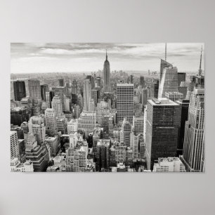 Poster do Skyline de Nova York, preto e branco