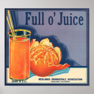 Poster Do suco completo do o do vintage do KRW etiqueta
