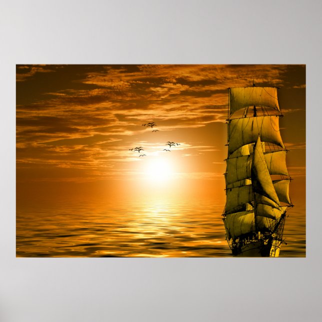 Poster do Sunset Sail Boat (Frente)