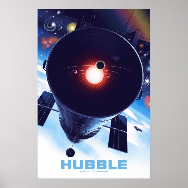 Poster do telescópio espacial Hubble. (Frente)