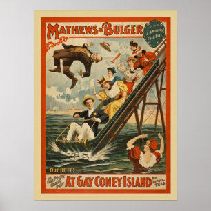 Poster do tempo do divertimento de Coney Island do