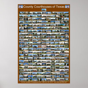 Poster do Texas County Courthouses (vertical marro