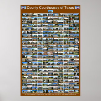Poster do Texas County Courthouses (vertical marro