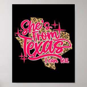 Poster do Texas Posso Dizer Leopard Retro Menina do Texas