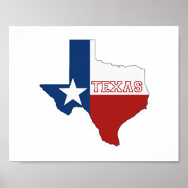 Poster do Texas Silhoutte Map Shaped State Flag Wa