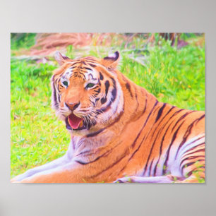 Pôster do Tigre Siberiano Digital Pintado