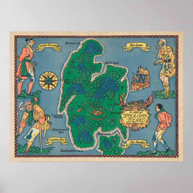 Poster do Treasure Island de Robert Louis Stevenso (Frente)