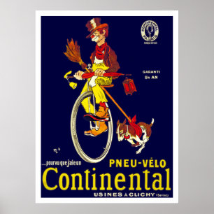 Poster do Unicycle do vintage: Pneus continentais