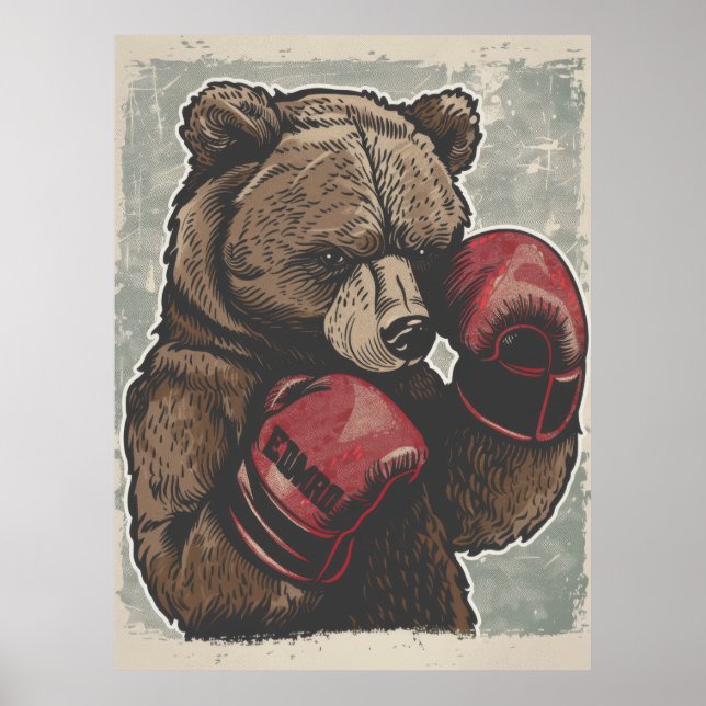 Poster do Urso de Boxing Selvagem e Ferida (Frente)