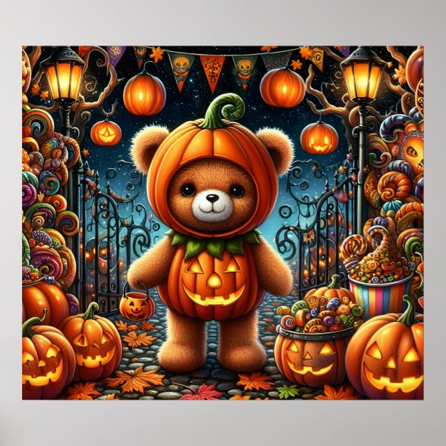 Poster do Urso de Teddy Halloween (Frente)
