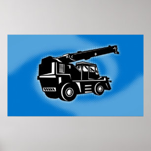 poster do veículo de construção de guindaste de te