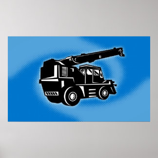 poster do veículo de construção de guindaste de te