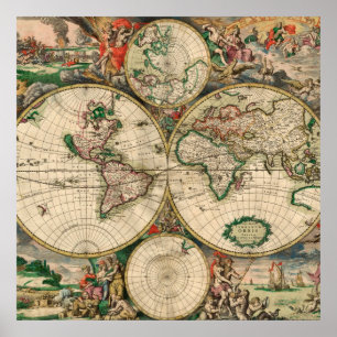 Poster do Vintage World Map 1689