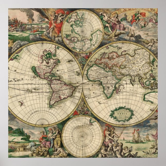 Poster do Vintage World Map 1689 (Frente)