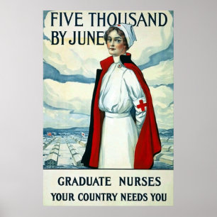 Poster do vintage WW1 do ~ das enfermeiras