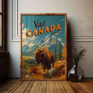 Poster do Yukon Bison - Viagens vintage Art