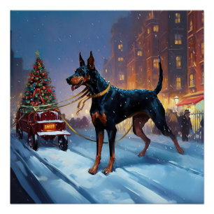 Pôster Doberman Christmas Fesason Season