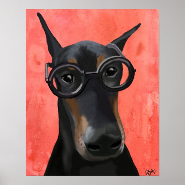 Pôster Doberman Com Óculos (Frente)