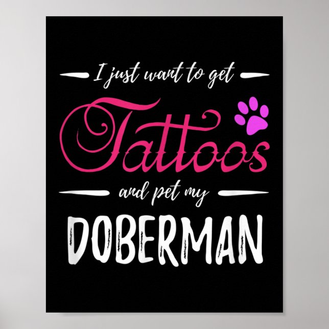 Poster Doberman Dog Lover Tattoo Engraçado Cachorro Mãe D (Frente)