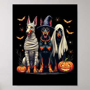 Poster Doberman Halloween Costume Mummy Witch Ghost