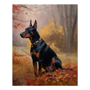 Pôster Doberman no Outono Folhas Caem Inspiram