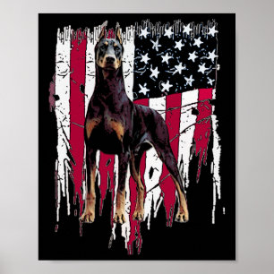Poster Doberman Pinscher American Flag Usa Incrível
