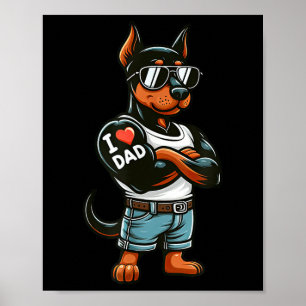 Poster Doberman Pinscher Eu Adoro Tatuagem De Cachorro En