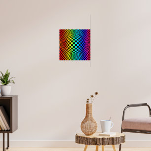 Poster Dobra Xadrez Arco-Íris